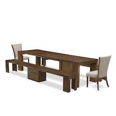 5 Pieces Extendable Dining Set Includes a Rectangle Kitchen Table