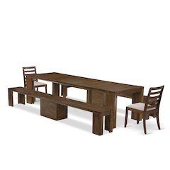 5 Pieces Extendable Dining Set Includes a Rectangle Kitchen Table