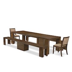 5 Pieces Extendable Dining Set Includes a Rectangle Kitchen Table