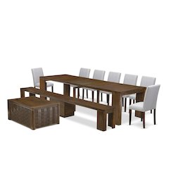 10 Pieces Extendable Dining Set Includes a Rectangle Kitchen Table