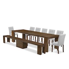 9 Pieces Extendable Dining Set Includes a Rectangle Kitchen Table