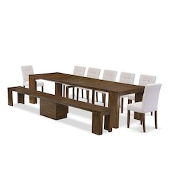 9 Pieces Extendable Dining Set Includes a Rectangle Kitchen Table