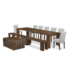 10 Pieces Extendable Dining Set Includes a Rectangle Kitchen Table