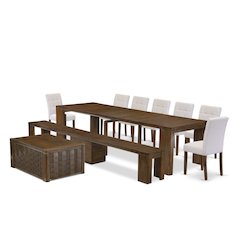10 Pieces Extendable Dining Set Includes a Rectangle Kitchen Table
