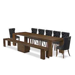 9 Pieces Extendable Dining Set Includes a Rectangle Kitchen Table