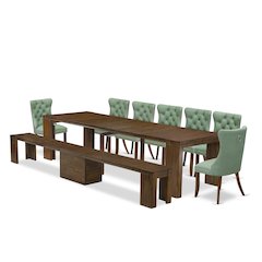 9 Pieces Extendable Dining Set Includes a Rectangle Kitchen Table