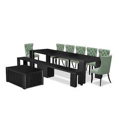 10-piece Dining Room Table Set a Rectangular Kitchen Table with a coffee Table