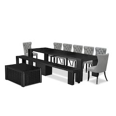 10-piece Dining Room Table Set a Rectangular Kitchen Table with a coffee Table