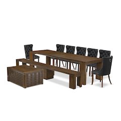 10 Pieces Extendable Dining Set Includes a Rectangle Kitchen Table