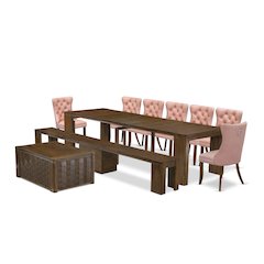 10 Pieces Extendable Dining Set Includes a Rectangle Kitchen Table