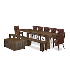 10 Pieces Extendable Dining Set Includes a Rectangle Kitchen Table
