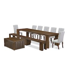 10 Pieces Extendable Dining Set Includes a Rectangle Kitchen Table