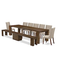 9 Pieces Extendable Dining Set Includes a Rectangle Kitchen Table