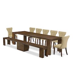 9 Pieces Extendable Dining Set Includes a Rectangle Kitchen Table
