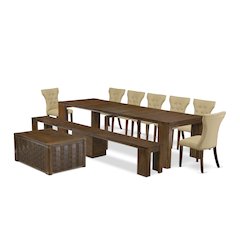 10 Pieces Extendable Dining Set Includes a Rectangle Kitchen Table