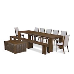 10 Pieces Extendable Dining Set Includes a Rectangle Kitchen Table