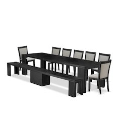 9-piece Dining Room Table Set a Rectangular Dining Table with wooden Benches