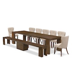 9 Pieces Extendable Dining Set Includes a Rectangle Kitchen Table