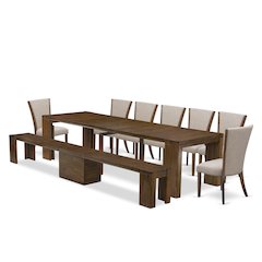 9 Pieces Extendable Dining Set Includes a Rectangle Kitchen Table