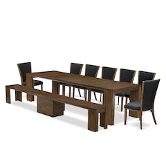 9 Pieces Extendable Dining Set Includes a Rectangle Kitchen Table