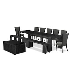 10-piece Dining Room Table Set a Rectangular Kitchen Table with a coffee Table