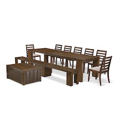 10 Pieces Extendable Dining Set Includes 1 Rectangle Kitchen Table