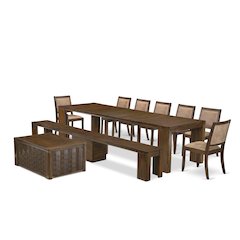 10 Pieces Extendable Dining Set Includes a Rectangle Kitchen Table