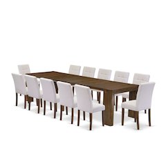 13 Pieces Extendable Dining Set Includes a Rectangle Kitchen Table