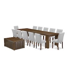 14 Pieces Extendable Dining Set Includes a Rectangle Kitchen Table