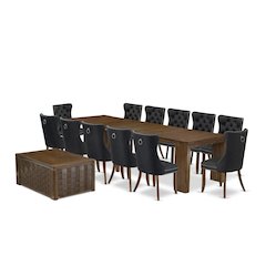 14 Pieces Extendable Dining Set Includes a Rectangle Kitchen Table