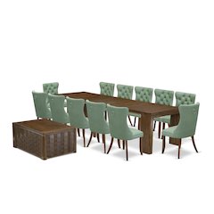 14 Pieces Extendable Dining Set Includes a Rectangle Kitchen Table