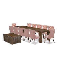 14 Pieces Extendable Dining Set Includes a Rectangle Kitchen Table