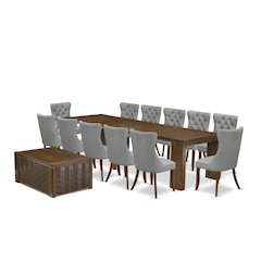 14 Pieces Extendable Dining Set Includes a Rectangle Kitchen Table