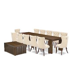 14 Pieces Extendable Dining Set Includes a Rectangle Kitchen Table