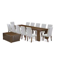 14 Pieces Extendable Dining Set Includes a Rectangle Kitchen Table