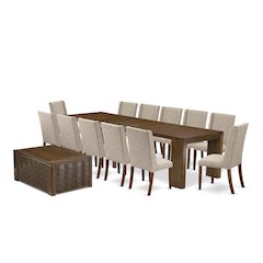 14 Pieces Extendable Dining Set Includes a Rectangle Kitchen Table