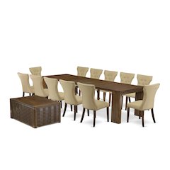 14 Pieces Extendable Dining Set Includes a Rectangle Kitchen Table