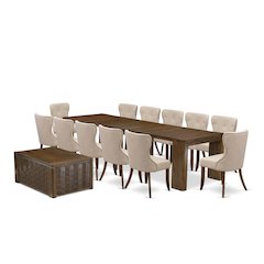 14 Pieces Extendable Dining Set Includes a Rectangle Kitchen Table