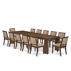 13 Pieces Extendable Dining Set Includes a Rectangle Kitchen Table