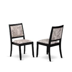 Dining Room Chair with White and Gray Pattern Faux Leather and upholstered back