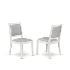 Dining Room Chair with Light Gray Faux Leather and upholstered back