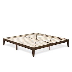 King Size Platform Bed with 4 Legs and 2 Extra Center Legs - Walnut Finish