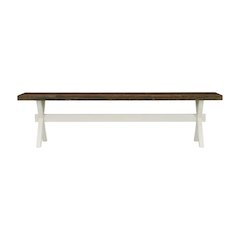 Wooden Dining Bench with X-Style Base for Kitchen and Dining Room, Brown/White