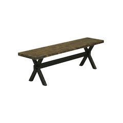 Rubberwood Dining Bench with X-Style Base and Wooden Seat for Dining Room, Black