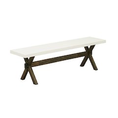 Solid Wood Dining Bench with X-Style Mid-Century Modern Base for Dining Room