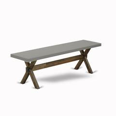 East West Furniture X-Style Modern Dining Bench with Wood Seat, 60x15x18 Inch