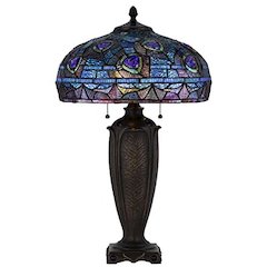 60W X 2 Metal/Resin Tiffany Table Lamp With Pull Chain Switches