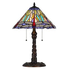60W X 2 Metal/Resin Tiffany Table Lamp With Pull Chain Switches