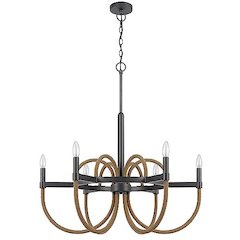 Rowland 60W X 6 Metal/Burlap Roped Chandelier