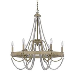 60W X 6 Macon Beaded Metal Chandelier